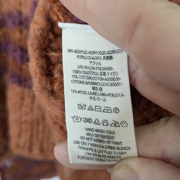 Free People Medium Burnt Orange & Wine Red Oversize Chunky Knit High Low Sweater - Picture 4 of 8